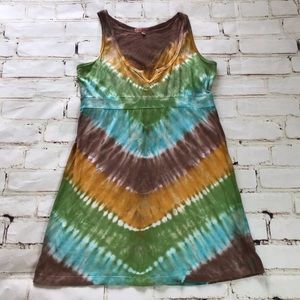 Tie dye blue, brown, green, yellow tank dress